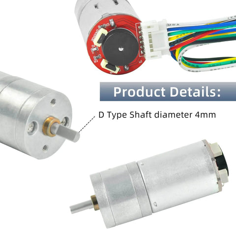 Pair Of 12V DC Gear Motors With Encoder, 100 RPM, 1:45 Gear Ratio, D Shaft, Metal Housing, Silver Finish, close-up of motor details
