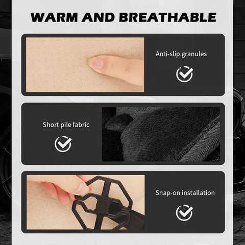 Anti-slip granules, short pile fabric, and snap-on installation of Cozy Plush Car Seat Covers With Side Pockets, Warm And Breathable Back Seat Protector For All Seasons