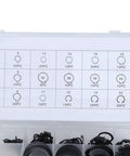 External Circlip Snap Retaining Clip Kit With 2Mm To 32Mm Range, 300Pcs showing organized sizes in a storage case