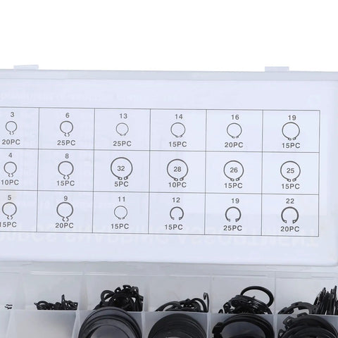 Heavy Duty E Clip Retaining Ring Kit, 300 Piece Assortment For 2 To 32 Mm Secure Fastening, Strong Snap Circlips For Automotive, Machinery, And DIY Projects in storage case