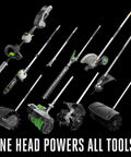 Cordless Electric Power Head Compatible With Multi Head System Attachments arranged on black background