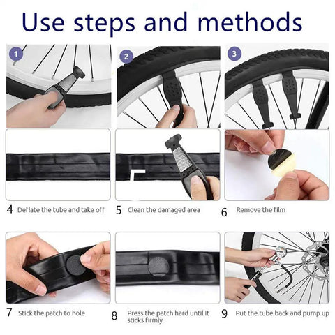 Step-by-step guide to using 10 In 1 Bike Repair Kit With Tire Levers Glueless Patches Bone Wrench Chain Breaker And Waterproof Saddle Bag