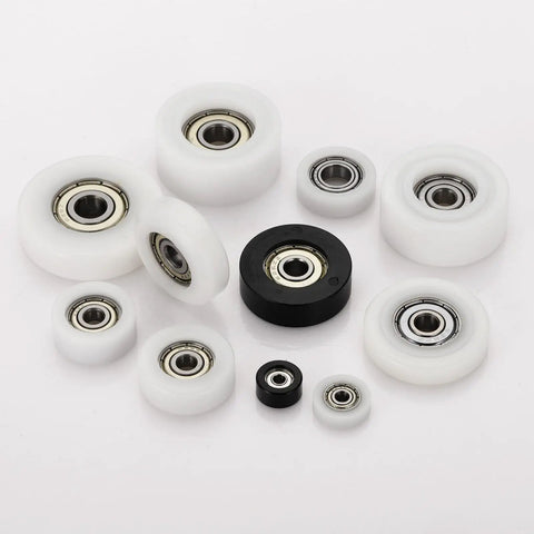 Pack Of Four White Plastic Roller Idler Bearings Pulleys 8x35x15mm For Sliding Doors Furniture Hardware Quiet Easy Glide Nylon Track Wheel For Home Improvement Projects, assorted sizes