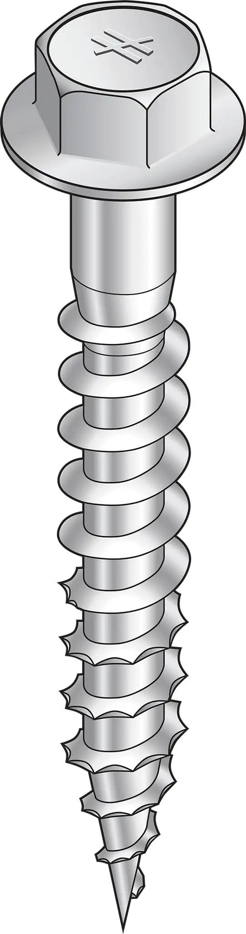 Size Ten Strong Drive SD Connector Screws, 1-1/2 Inch Length, 1/4 Inch Hex Head, Galvanized Coating, hex head detail