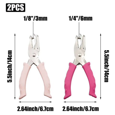 Two Pack Mini Circle Hole Punches One Quarter Inch And One Eighth Inch For Crafts Portable Handheld Paper Puncher With Grip Handle