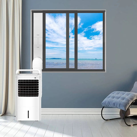 Installed Ready To Go Portable AC Window Vent Kit With 5 Inch Hose 6 Piece Window Seal Set And Adjustable Sliding Window Plate