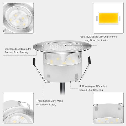 Low Voltage Outdoor Deck Lights Kit In Stainless Steel 1W Pathway And Landscape Lamps Waterproof Yard Garden Patio Step Lights