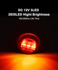 20 Pack Three Quarter Inch LED Marker Lights 3rd Gen Round Mini Amber Red Clearance Lights For Truck shown illuminating red light