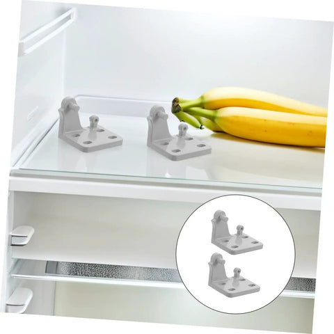 Heavy Metal Replacement Hinges For Commercial Fridge And Freezer Doors on a shelf with bananas, gray steel design for heavy duty use.