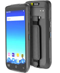 Front and back view of Rugged Android 12 Barcode Scanner Handheld Mobile Computer With Octa Core 2.0GHz 1D 2D QR Code NFC Reader IP66 4G WiFi 6.0 Inch Touch Screen For Inventory Retail Logistics