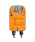 Heavy Duty Mechanical Rotary Damper Actuator With Smooth Precision Airflow Control For Dn Fifteen To Twenty Five Hvac Valves, back view, orange plastic housing.
