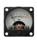 Dual Channel VU Meter Panel With Warm Back Light For Recording And Audio Level Monitoring, Driver Board Included, L GND R Input Terminals For Left Right Channels, 12V 15V Power Supply Ready, Smooth Gain Readouts For DJs And Producers, black analog meter