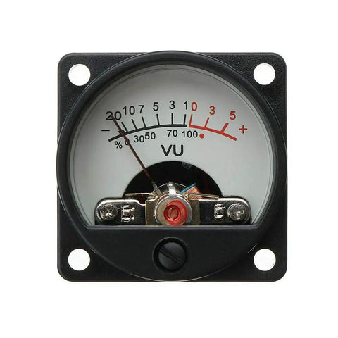 Dual Channel VU Meter Panel With Warm Back Light For Recording And Audio Level Monitoring, Driver Board Included, L GND R Input Terminals For Left Right Channels, 12V 15V Power Supply Ready, Smooth Gain Readouts For DJs And Producers, black analog meter