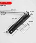 Black adjustable auto close door closure for outdoor gates aluminum alloy gate closer beefed up with spring tension hardware