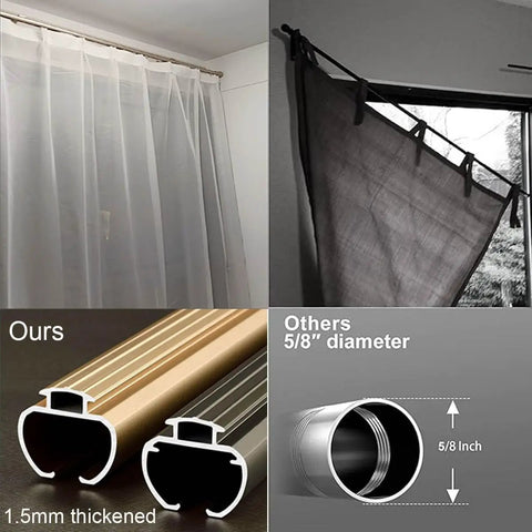 Wall Mounted Blackout Curtain Rod Track 260cm Aluminum Alloy Heavy Duty Rail For Windows Living Room Bedroom Office Bathroom White Finish No Fuss Install And Smooth Operation, 260cm white aluminum rail
