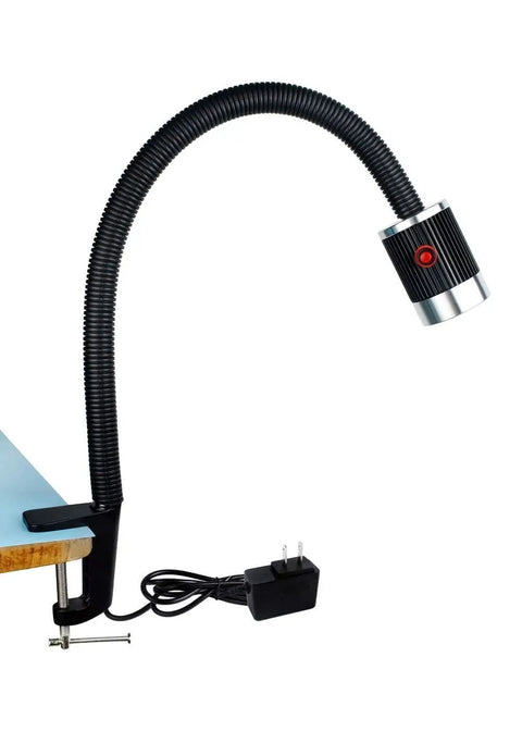 Adjustable LED Work Light With Clamp, 900 Lumen Output, 120 Volt Industrial Lamp for machine tools and lathe, side view