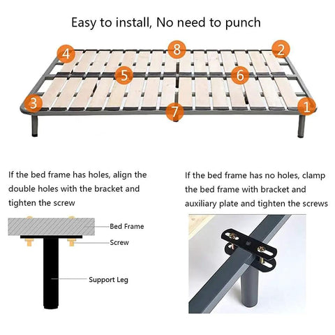 Two Pack Adjustable Center Support Leg Set For Bed Frames And Sofas, Heavy Duty Steel Feet, 5.1 To 9.6 Inch Height Range, Center Slat Support To Prevent Mattress Sag And Keep Your Bed Solid