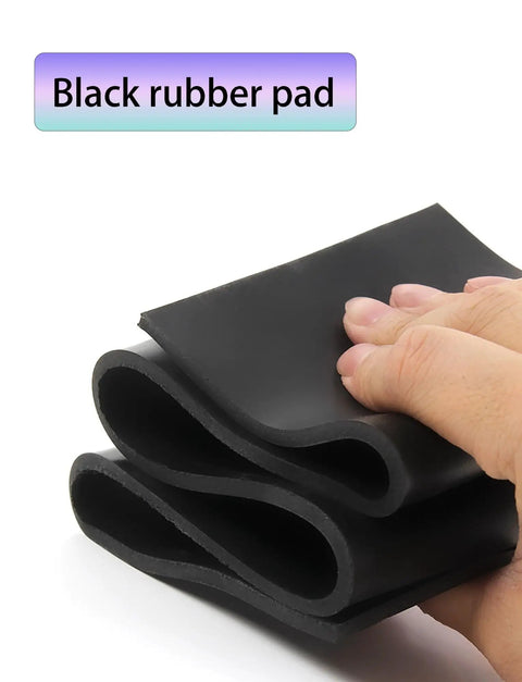 Heavy Duty Black Rubber Shop Mat For Machinery And Workbench Gear Oil Resistant Non Slip Base Pad held in hand.
