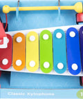 Super Fun Musical Xylophone Pull Toy for Toddlers and Kiddos in colorful box with mallet and 8 keys for hand eye coordination.
