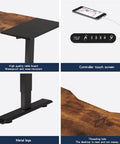 Rocksolid Electric Standing Desk With Solid Steel Frame And Reinforced Double Beams, 55 Inch touch screen controller and metal legs.