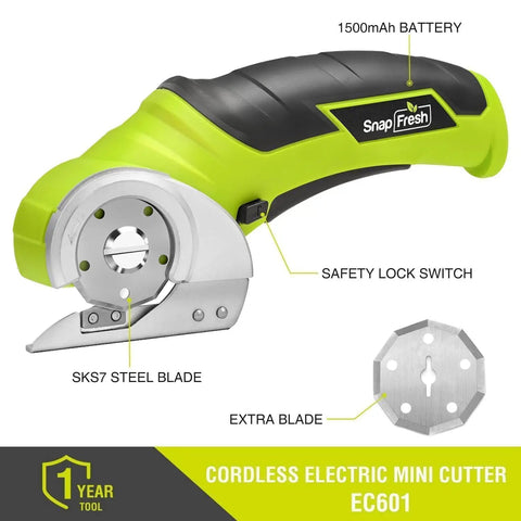 Cordless Electric Scissors 4V Mini Box Cutter With Replacement Blade And Charger For Cardboard, Carpet, Leather, Plastic