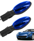 Two Pack Gas Saver For Cars Trucks And Motorcycles Spill Free Refueling Tool with blue design shown with car