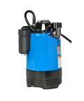 Heavy Duty Submersible Dewatering Pump 1 HP 115V With Automatic Relay Switch 2 Inch Discharge 80 GPM side view showing pump design.