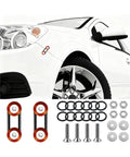 Universal Car Bumper Quick Release Kit for front and rear bumpers with orange durable aluminum alloy, 4 tabs, 12 O-rings, fits most vehicles.