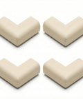 Soft EVA foam corner guards in beige, 4-count, designed for baby proofing glass tables and thin furniture, protective bumpers.