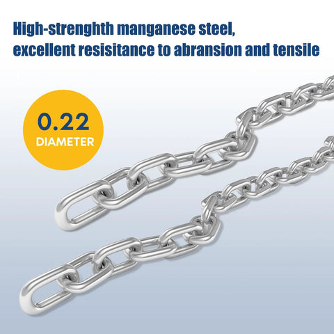 FAHKNS drum lifter chain for 55-gallon drums; steel interlocking links, close-up view