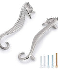 Seahorse Shaped Drawer Pulls Ocean Theme Marine Style Cabinet Hardware Zinc Alloy Coastal Metal Decorative Pulls for Dresser Chest Cabinet Cupboard and Closet in Durable Silver Finish