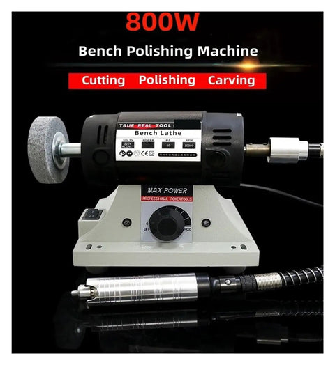 Rugged 800W Bench Grinder With Hella Strong Variable Speed Motor And Slick Flexible Shaft Handle for polishing and carving.