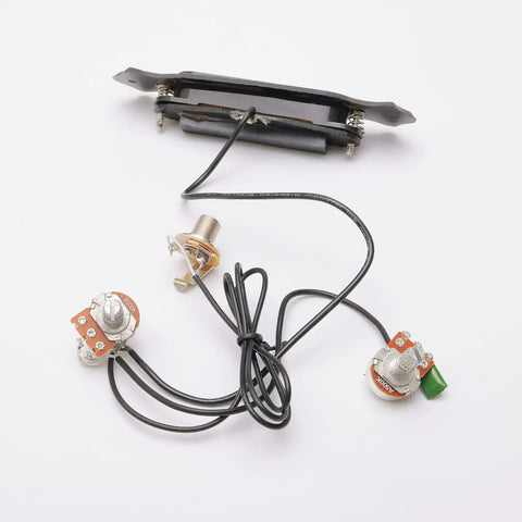 Acoustic Folk Guitar Single Coil Magnetic Pickup with Pots A500k B500k Black Soundhole Installation for Clear Bright Tone