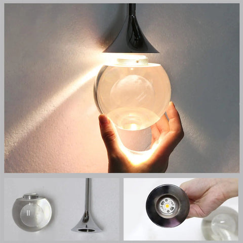 Lit Globe Crystal Pendant Light With 5W LED Dimmable Stepless Brightness Modern Hanging Fixture for various settings.