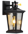 Outdoor Wall Lights With Motion Sensor Black Porch Lighting With One Button Control Three Modes From Dim To Bright Then Back Dawn To Dusk Auto Sensor Weatherproof Exterior Light Fixture For House No Fuss Easy Install attached to wall