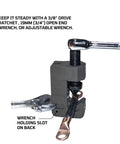 Three Point Mini Wire And Cable Crimper For Tight Spaces Handheld Crimp Tool with wrenches attached, built like a tank.