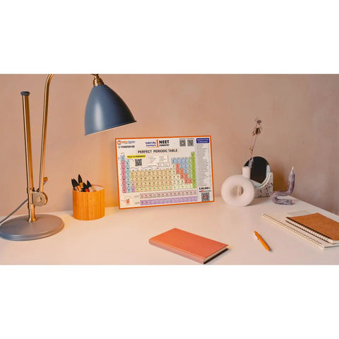 Desk with Modern Periodic Table Of Elements Wall Chart Educational Poster For Students Thick Laminated Waterproof And Dust Resistant