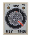 Adjustable Time Relay H3Y With Transparent Dial And Heavy Duty Brass Terminals For No Sweat On Delay Wiring In Home Projects And Industrial Gear That Is Straight Up Reliable, showing timer face with dial.