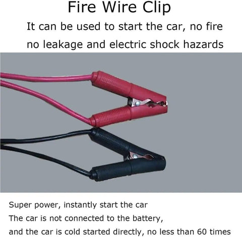 Red and black fire wire clips for car starting, no leakage or shock hazards