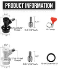 Five Pairs Ball Lock Keg Quick Disconnects For Homebrew Draft Systems With Five Sixteenth And One Fourth Barb Fittings And Leak Proof Silicone O Ring Seals, 7/16-20UNF