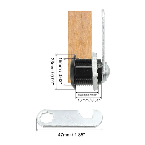 Tough As Nails Cam Lock Set With Keys For Cabinets Drawers Toolbox And Mailbox Top Shelf Zinc Alloy security hardware detail with dimensions.