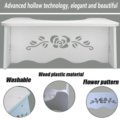 7 Inch Toilet Stool For Easy Bowel Movements, Adult And Kid Friendly Bathroom Step Stool with flower pattern and eco materials