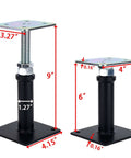 4 Pack Adjustable Floor Jack Posts No Sweat Heavy Duty Lift Supports 6 To 9 Inch Screw Jack showing adjustable heights of 6 and 9 inches.