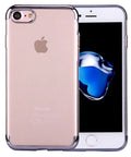 Clear protective phone case on a smartphone showing both back and front views with a glossy finish.
