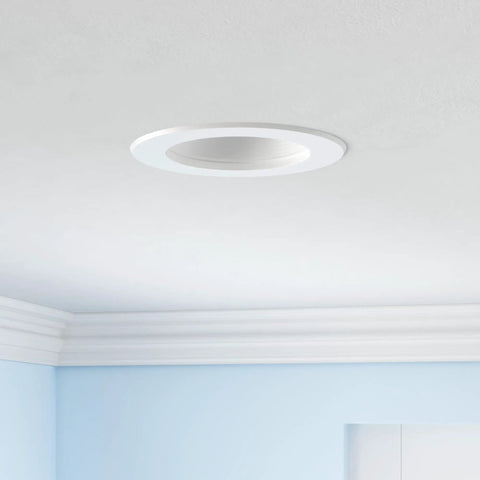 Installed 12 Pack 6 Inch LED Recessed Downlights With Baffle Trim in a ceiling, dimmable, 5000K Daylight, UL Listed, ideal for living rooms