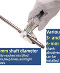 Heavy Duty Pneumatic Air Die Grinder 18000 Rpm With 1/4 Collet Ergonomic Grip And Safety Throttle measuring 13mm shaft diameter.
