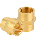 Heavy Duty Brass Pipe Fitting NPT Coupler One Half Inch By One Half Inch Hex Coupler For Air Water Gas Oil Two Pack
