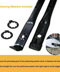 Positioning washers and black metal frames for Adjustable Bike Training Handle For Kids, Parental Stabilization Bar And Multi Position