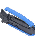 Pro Grade Coaxial Cable Crimp And Strip Kit With 10 RG6 F Connectors And Adjustable F Head, blue handle tool