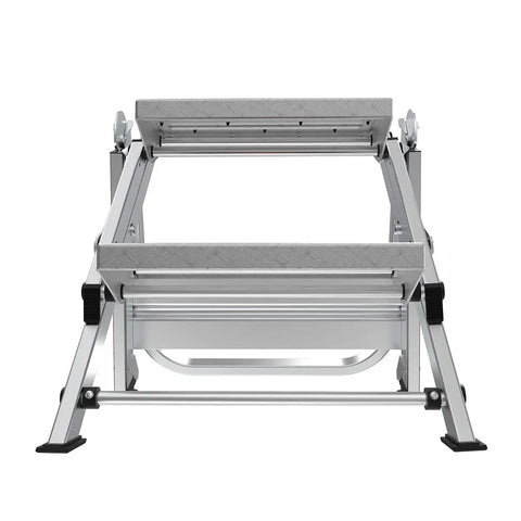 Front view of Lightweight Aluminum 2 Foot Grab And Go Safety Step Stool With Handy Handrail 300 Lb Rating 2 Step Design Type 1A Non Slip